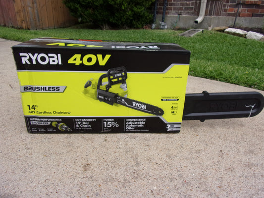 Ryobi 40V Brushless 14 in Battery Chainsaw with Battery and Charger