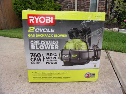 Ryobi 760 cfm 175 MPH 38cc Gas Backpack Leaf Blower