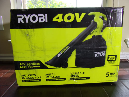 RYOBI 40-Volt Lithium-Ion Cordless Battery Leaf Vacuum/Mulcher (Tool Only)