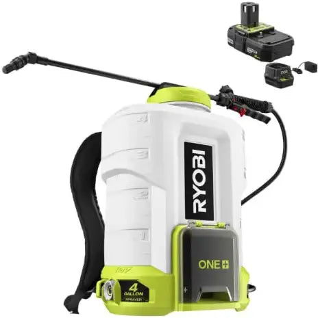 RYOBI ONE+ 18V Cordless Battery 4 Gal. Backpack Chemical Sprayer with 2.0 Ah Battery and Charger, P2860