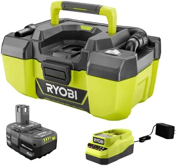 RYOBI ONE+ 18V Lithium-Ion Cordless 3 Gal. Project Wet/Dry Vacuum with Accessory Storage, 4.0 Ah Battery, and Charger