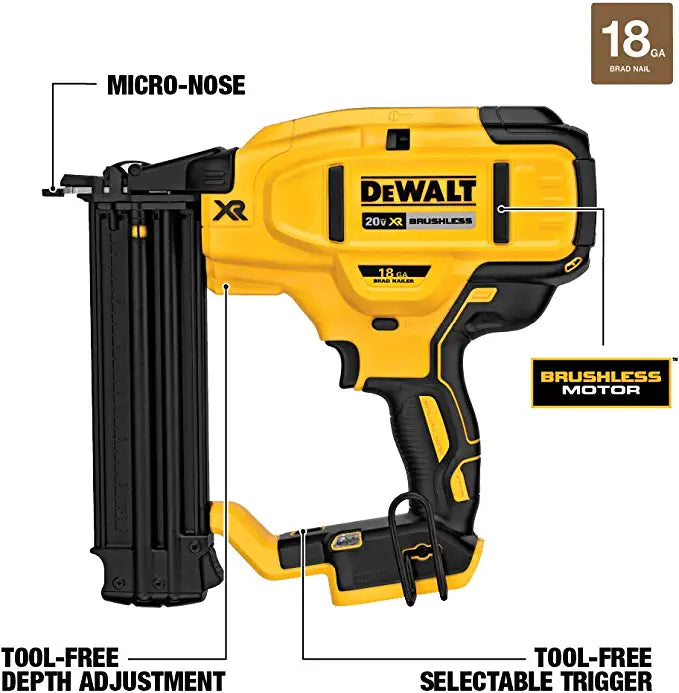 DEWALT 20V MAX* Cordless Brad Nailer Kit, 18GA