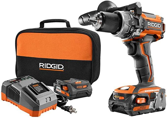 RIDGID 18V Brushless Cordless 1/2 in. Hammer Drill/Driver Kit with 4.0 Ah MAX Output Battery, 18V Charger, and Tool Bag