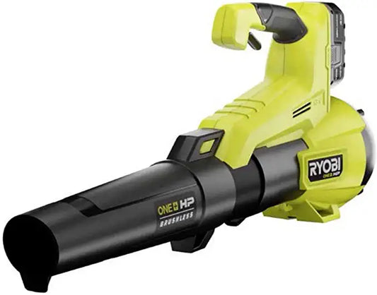 RYOBI ONE+ HP 18V Brushless 110 MPH 350 CFM Cordless Variable-Speed Jet Fan Leaf Blower w/ 4.0 Ah Battery and Charger