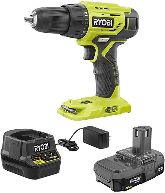 RYOBI ONE+ 18V Lithium-Ion Cordless 1/2 in. Drill/Driver Kit with (2) 1.5 Ah Batteries, Charger, and Bag