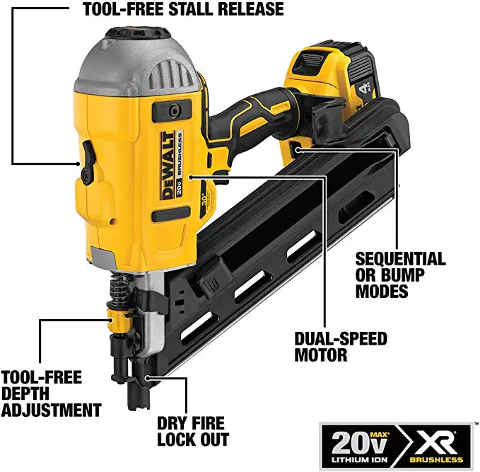 DEWALT 20V MAX* Framing Nailer Kit, 30-Degree, Paper Collated