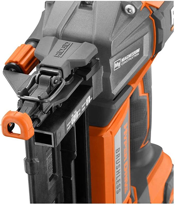 RIGID 18V Brushless Cordless HYPERDRIVE 16-Gauge 2-1/2 in. Straight Finish Nailer(Tool Only), Belt Clip, Bag