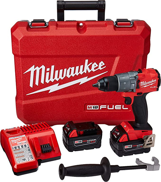 Milwaukee M18 FUEL 18V Lithium-Ion Brushless Cordless 1/2 in. Hammer Drill Driver Kit with Two 5.0 Ah Batteries and Hard Case