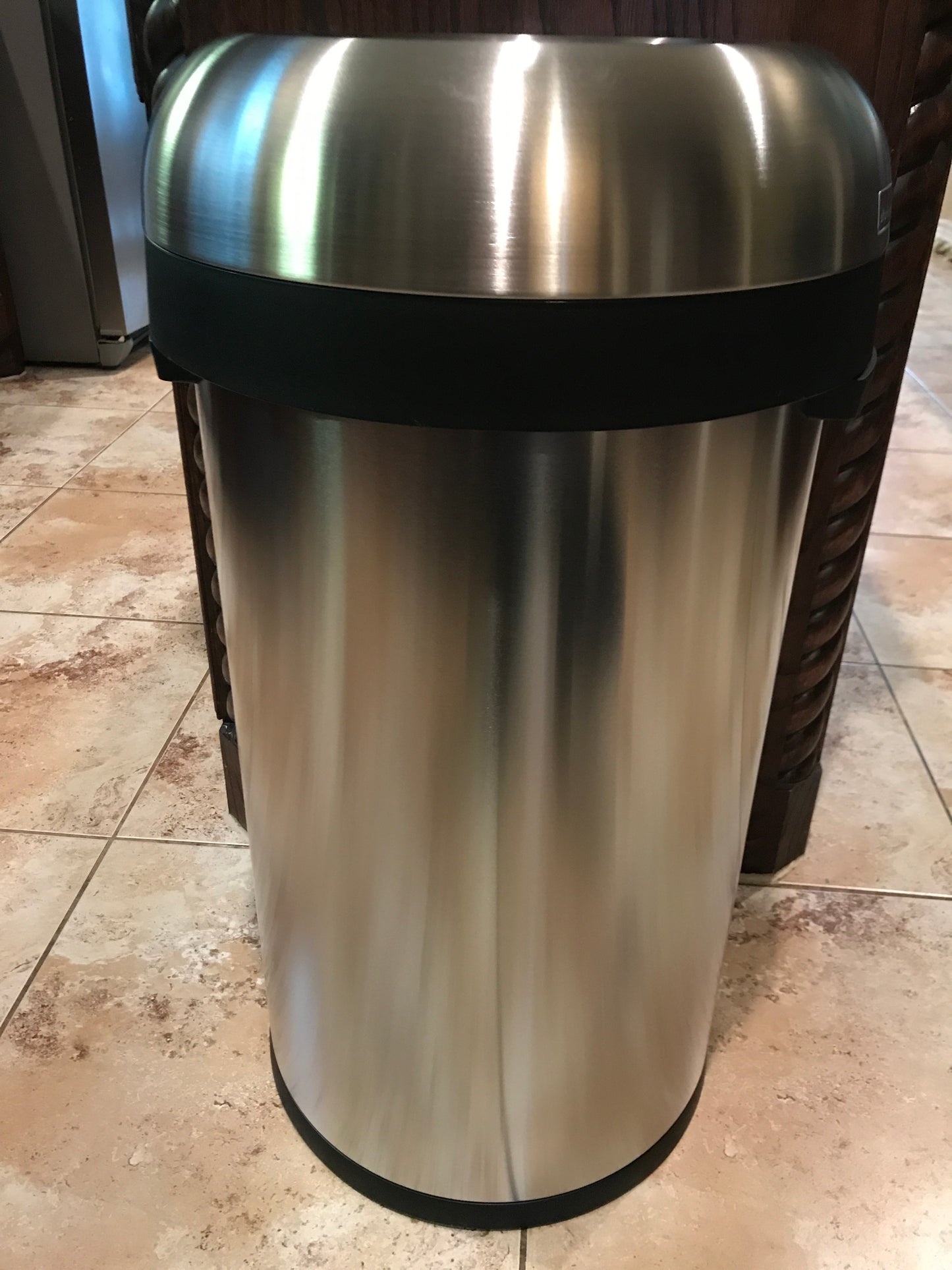 simplehuman Bullet Open Trash Can with 6-inch Opening, Commercial Grade, Stainless Steel, 60 L / 16 Gal