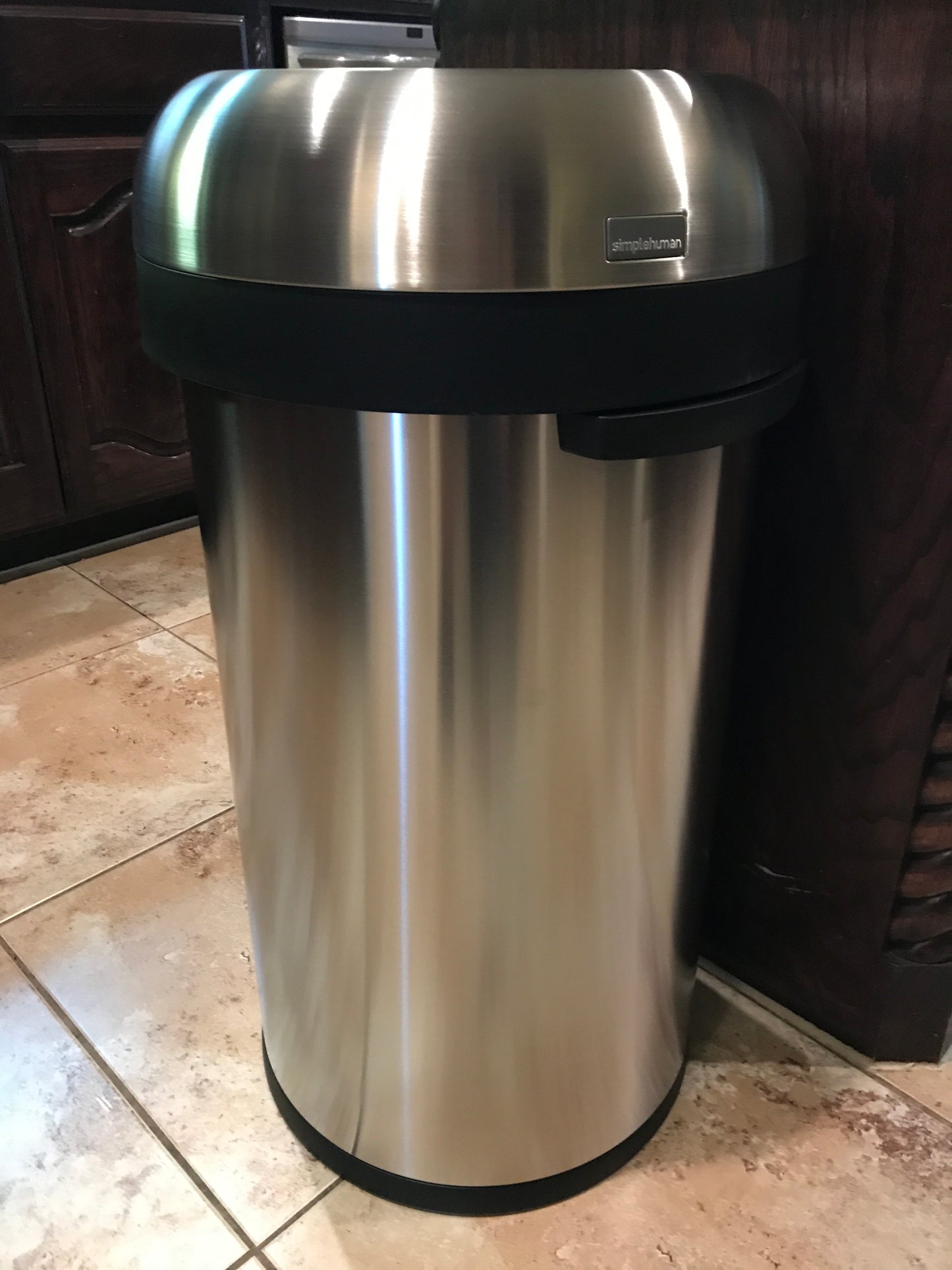 simplehuman Bullet Open Trash Can with 6-inch Opening, Commercial Grade, Stainless Steel, 60 L / 16 Gal