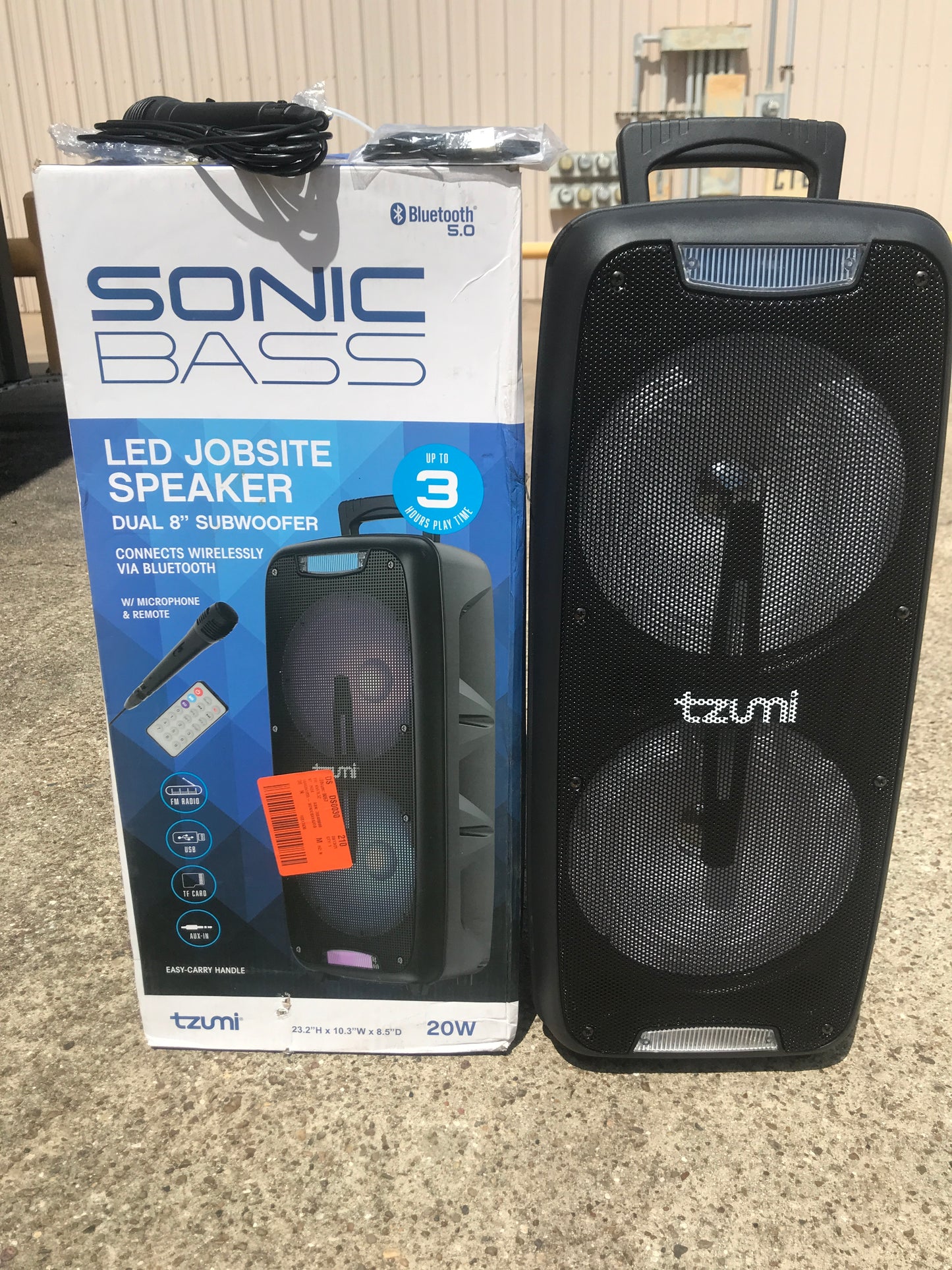 TZUMI Sonic Bass LED Jobsite Speaker - Black