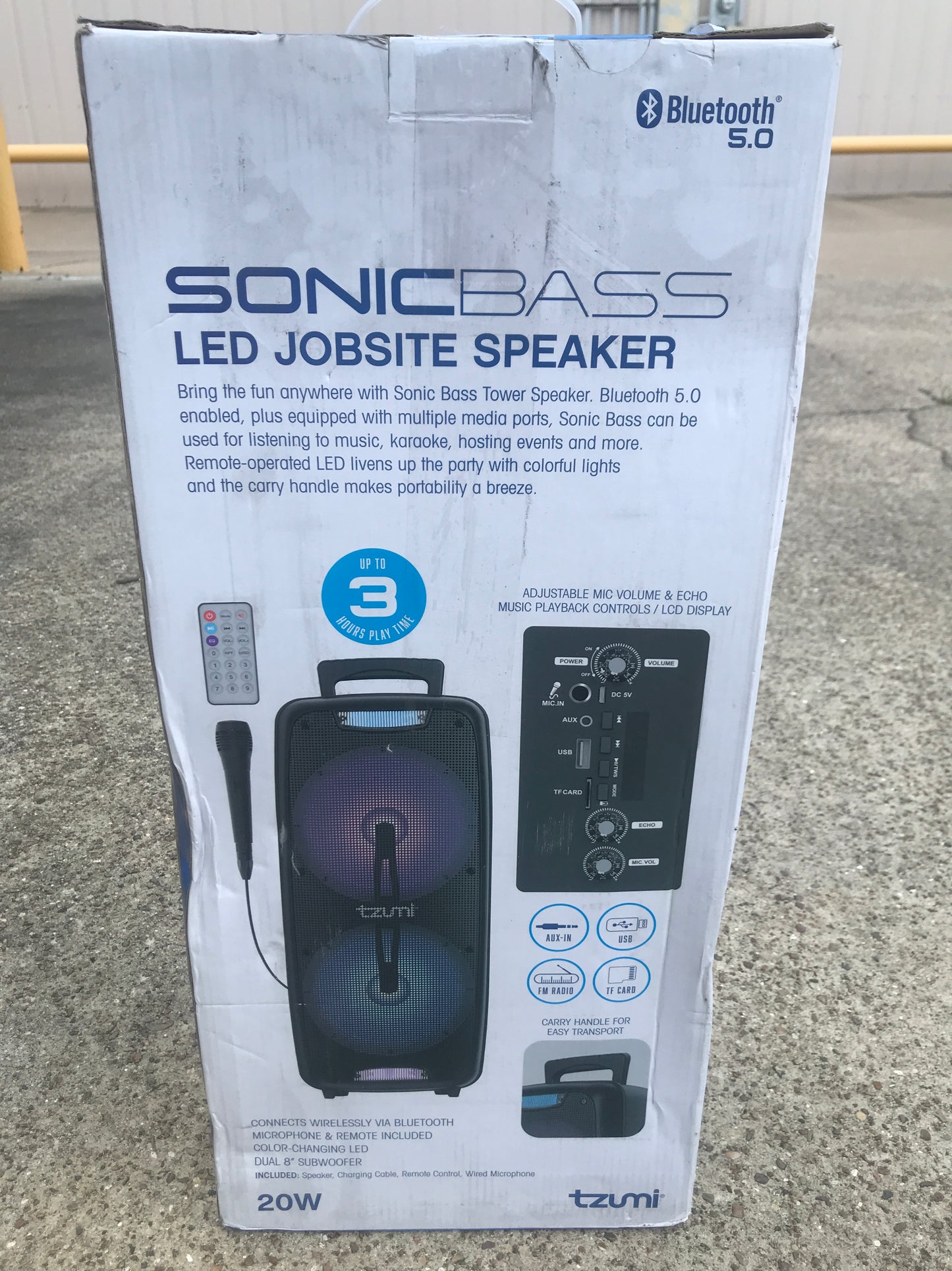 TZUMI Sonic Bass LED Jobsite Speaker - Black