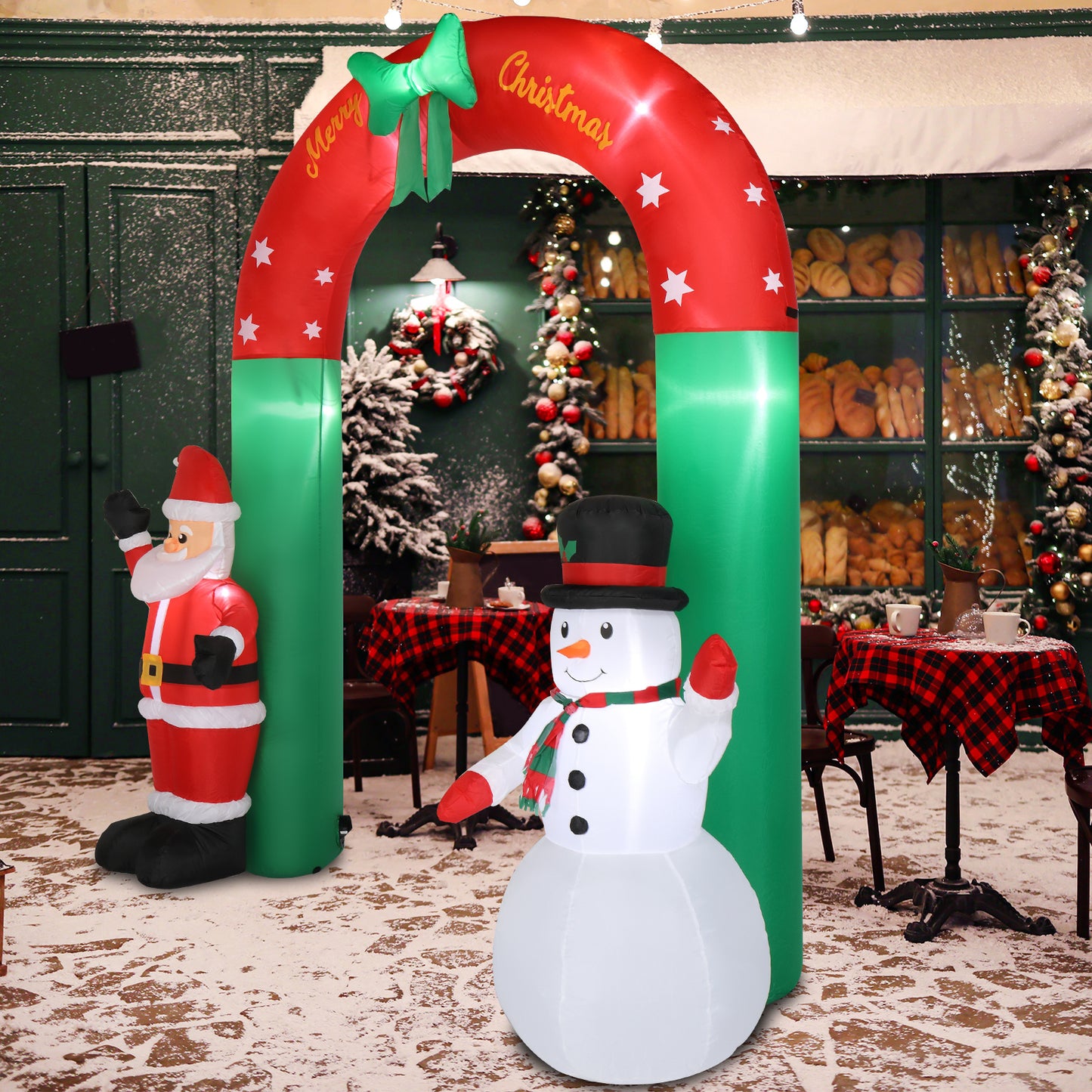 8ft with Santa Snowman 7 Lights Inflatable Festive Arch Decoration