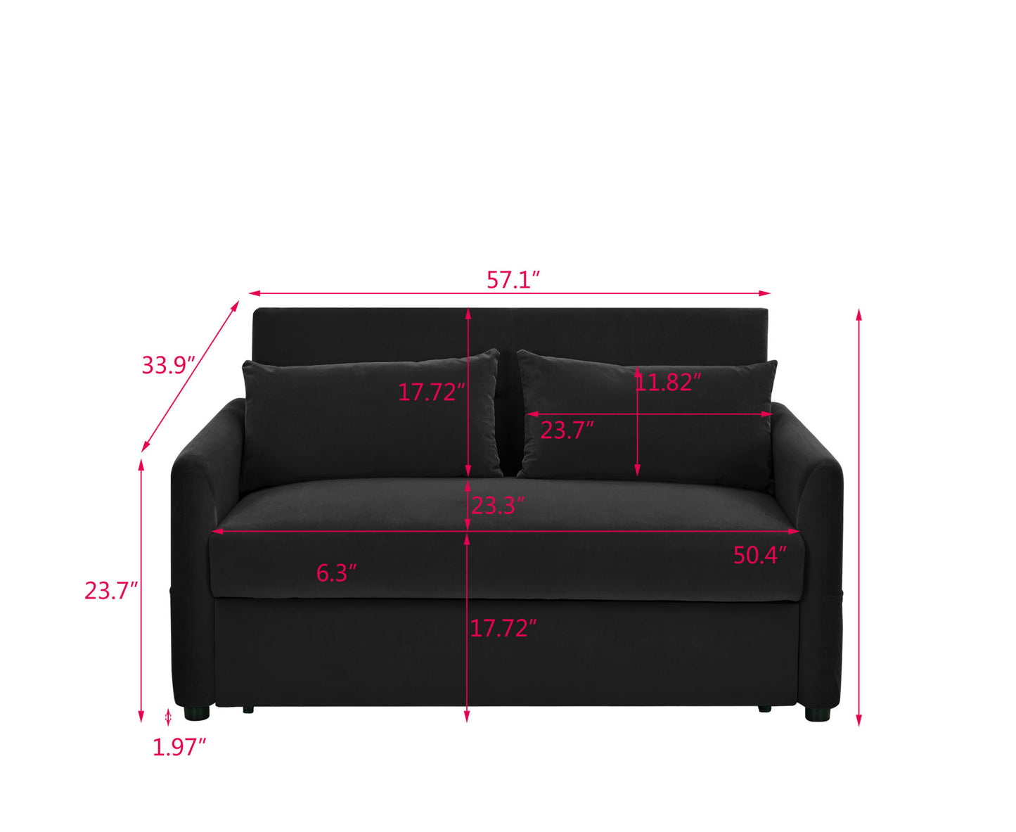 Leisure Loveseat Sofa for Living Room with 2 pillows