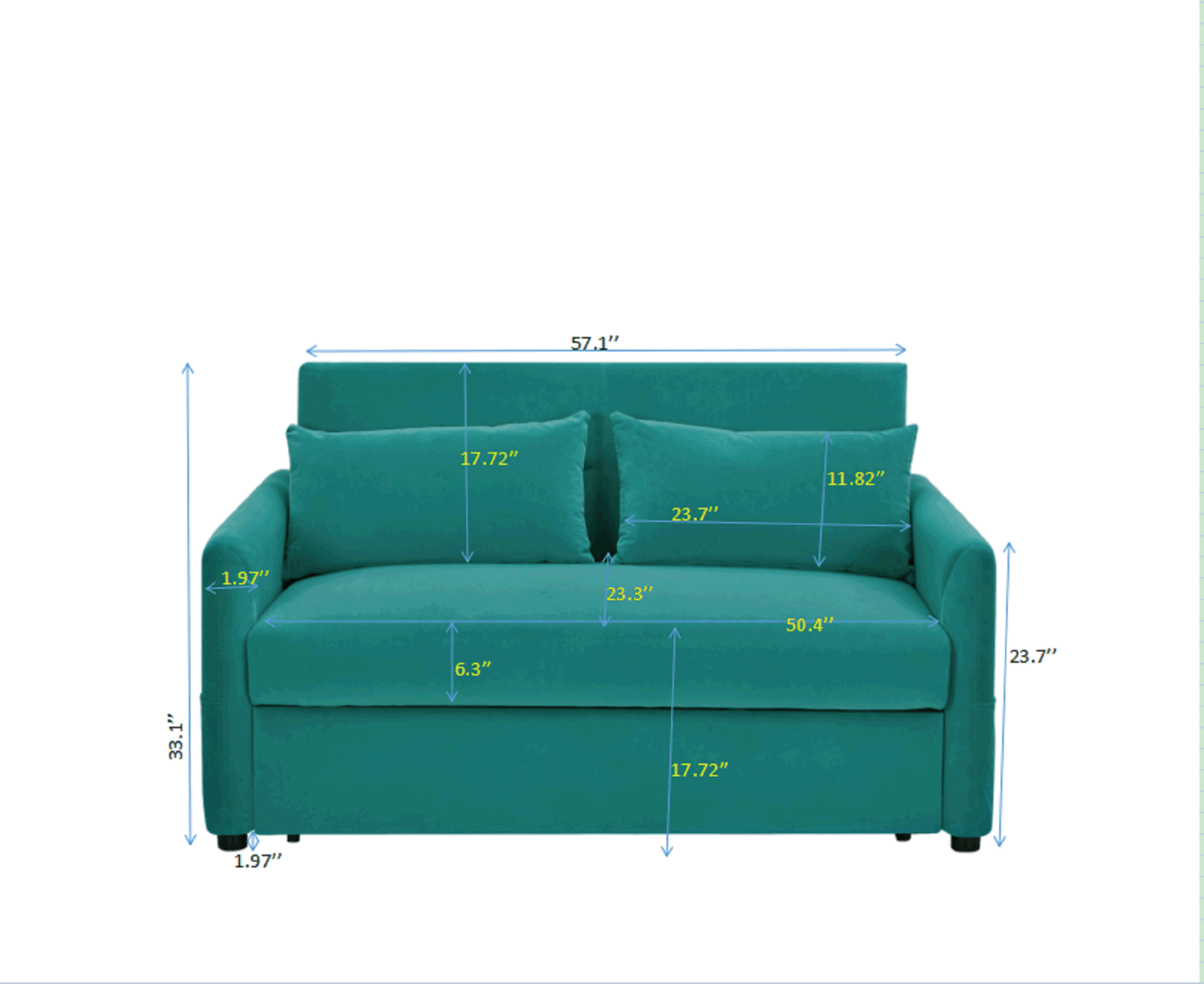 Leisure Loveseat Sofa for Living Room with 2 pillows