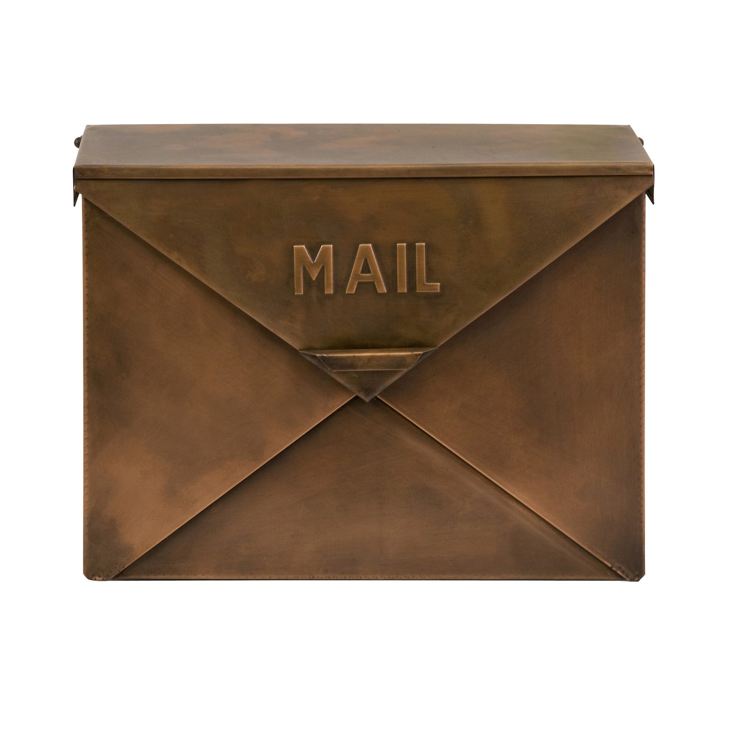 Spacious Envelope Shaped Wall Mount Iron Mail Box, Copper Finish