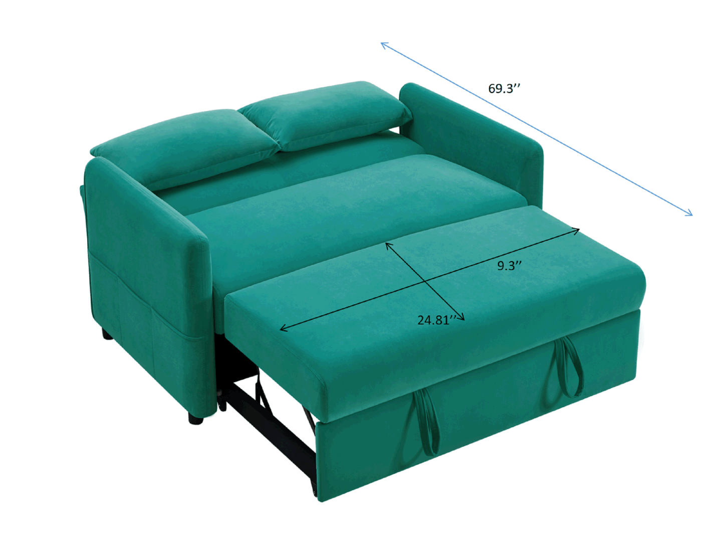 Leisure Loveseat Sofa for Living Room with 2 pillows