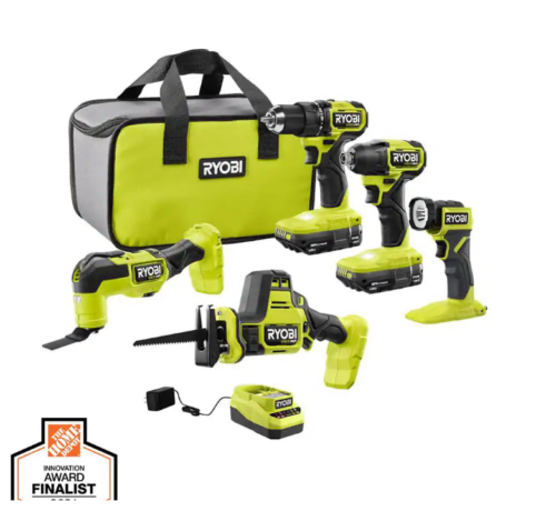 Ryobi ONE+ HP 18V Brushless Cordless 5-Tool Combo Kit with (2) 1.5 Ah Batteries, Charger, and Bag